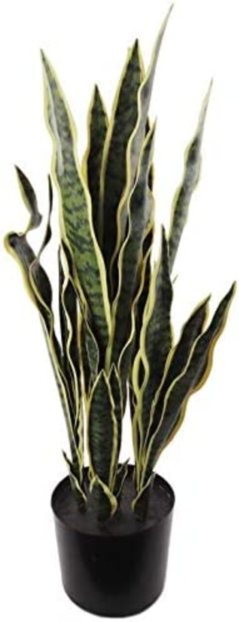 36" Real Touch Silk Snake Plant in Black Pot - Add a Touch of Nature to Your Home, Floral Home by Artificial Flowers